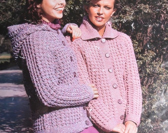 Vintage knitting pattern collared or hooded cardigan jacket lady's pdf download pattern only pdf English only