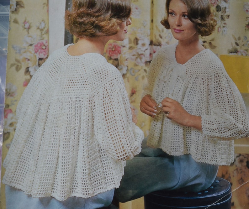 Womens crochet bedjacket vintage pattern crocheted bed jacket pdf INSTANT download pattern only pdf 1960s English only image 2