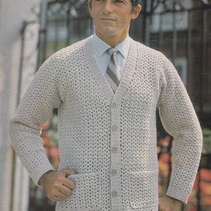 PDF crochet men's cardigan vintage crochet pattern pdf INSTANT download pattern only pdf English only 1970s