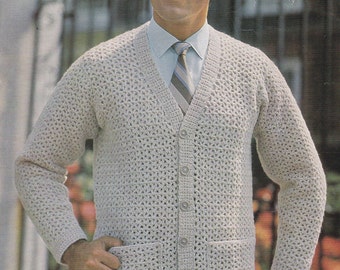 PDF crochet men's cardigan vintage crochet pattern pdf INSTANT download pattern only pdf English only 1970s