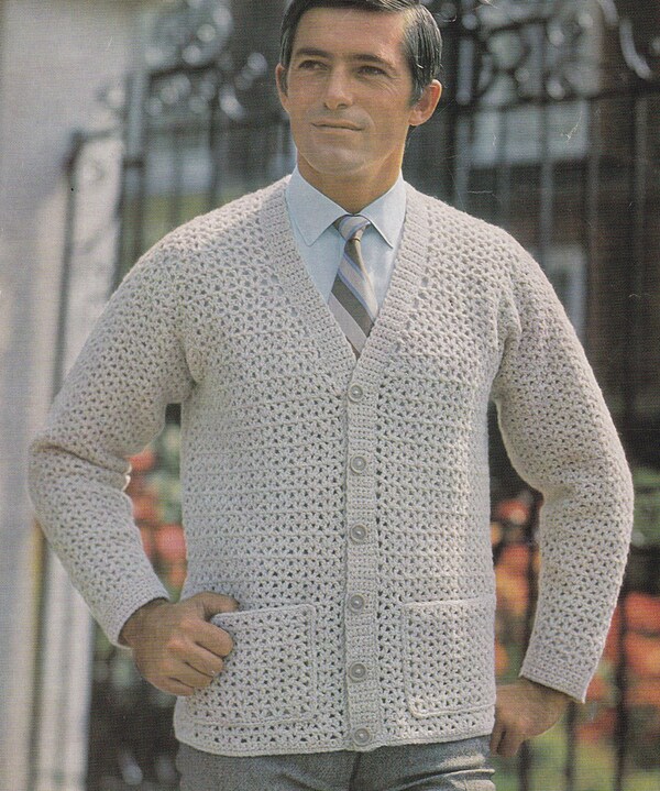 Crochet PDF Pattern for Mens Hooded Sweater Sizes Sm, Med, Lg, XL, XXL