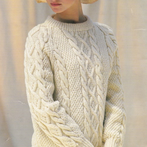 Vintage Knitting Pattern Cluster Bobble Cable Sweater Pdf - Etsy