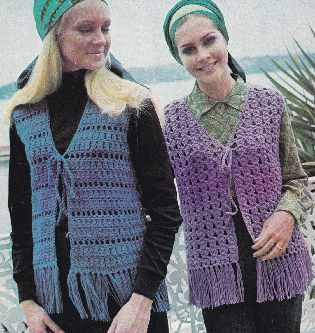 Women's Crochet Waistcoat PDF Pattern Fringed Crocheted Etsy