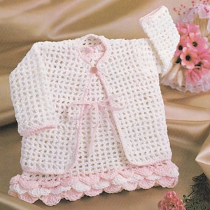PDF baby crochet dress pattern with coat vintage crochet pattern INSTANT download baby pattern only English only