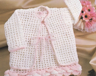 PDF baby crochet dress pattern with coat vintage crochet pattern INSTANT download baby pattern only English only