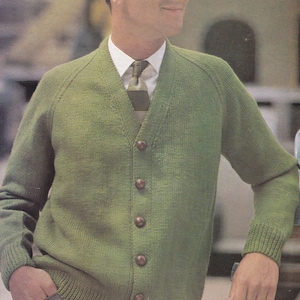 PDF men&#39;s cardigan vintage knitting pattern pdf INSTANT download men&#39;s pattern only 1970s English only
