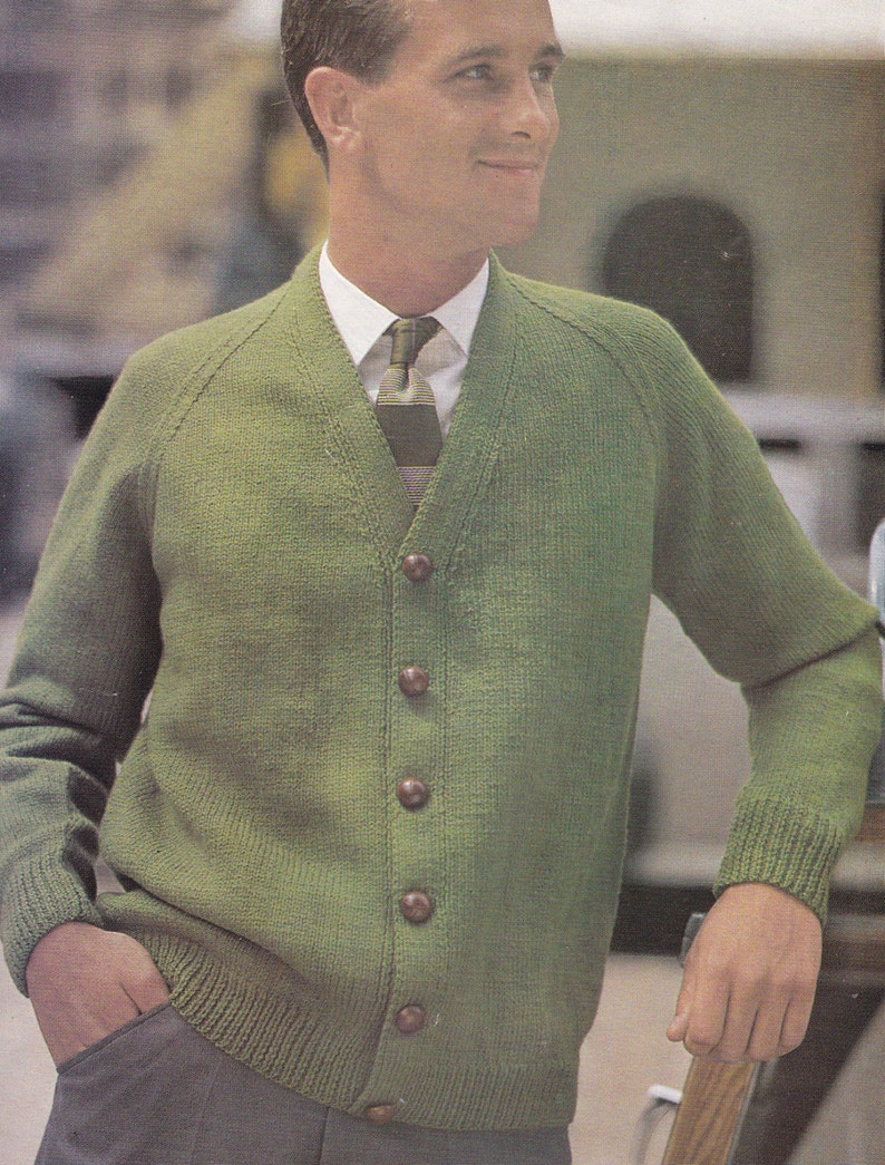 PDF men's cardigan vintage knitting pattern pdf INSTANT download men's pattern only 1970s English only image 1