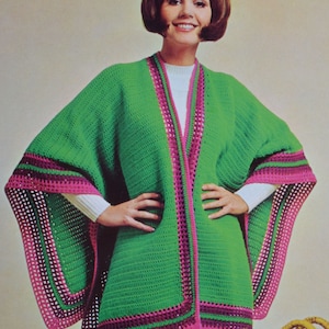 PDF crochet poncho top vintage crochet pattern pdf instant download pattern only pdf 1970s English only