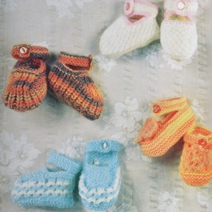 PDF baby bootees shoes from 1970s vintage knitting pattern pdf INSTANT download four designs pattern only pdf English only