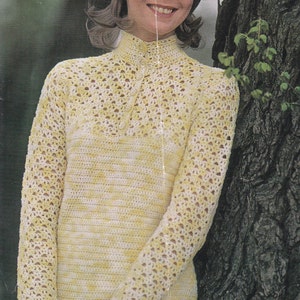 pdf vintage crochet pattern lacy look top blouse sweater pdf INSTANT download pattern only pdf English only