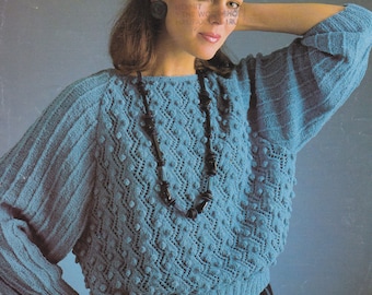 PDF bobble sweater 1980's jumper vintage knitting pattern pdf INSTANT download pattern only English only