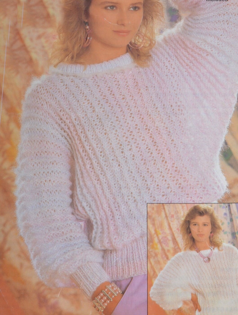 PDF lady's dolman sweater pattern jumper odpins vintage UK knitting pattern pdf INSTANT download only pdf 1980s English only image 1