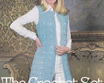 Womens crochet waistcoat vintage crochet pattern sleeveless vest jacket pdf INSTANT download pattern only pdf English only