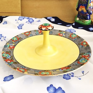 Noritake Hand-Painted Serving Plate: Floral Border, Flower Handle, Japan