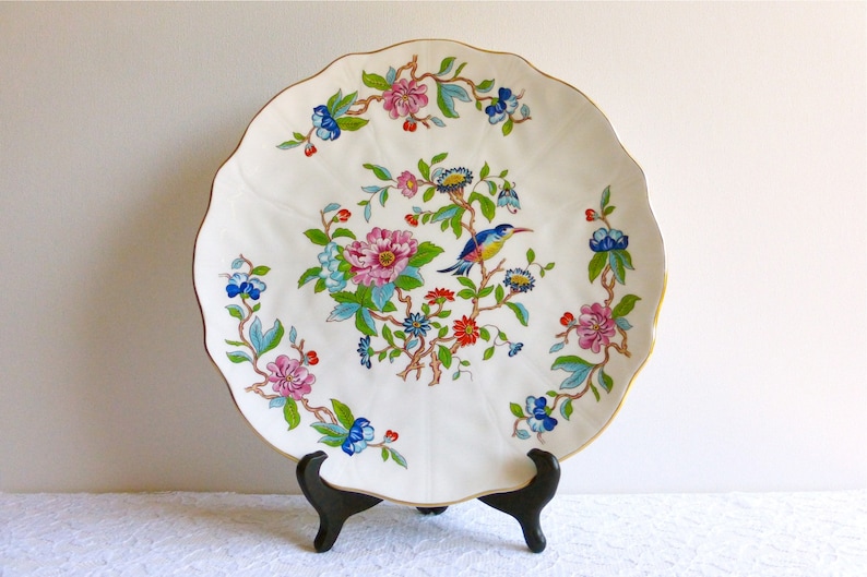 Aynsley Pembroke Bird & Florals Round Scalloped Cake Plate - Thumbnail 2