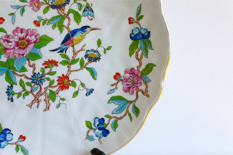 Aynsley Pembroke Bird & Florals Round Scalloped Cake Plate - Thumbnail 4