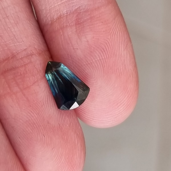 1.43ct Natural (heat-only) Australian Dark Green-Blue Sapphire with Fancy Cut