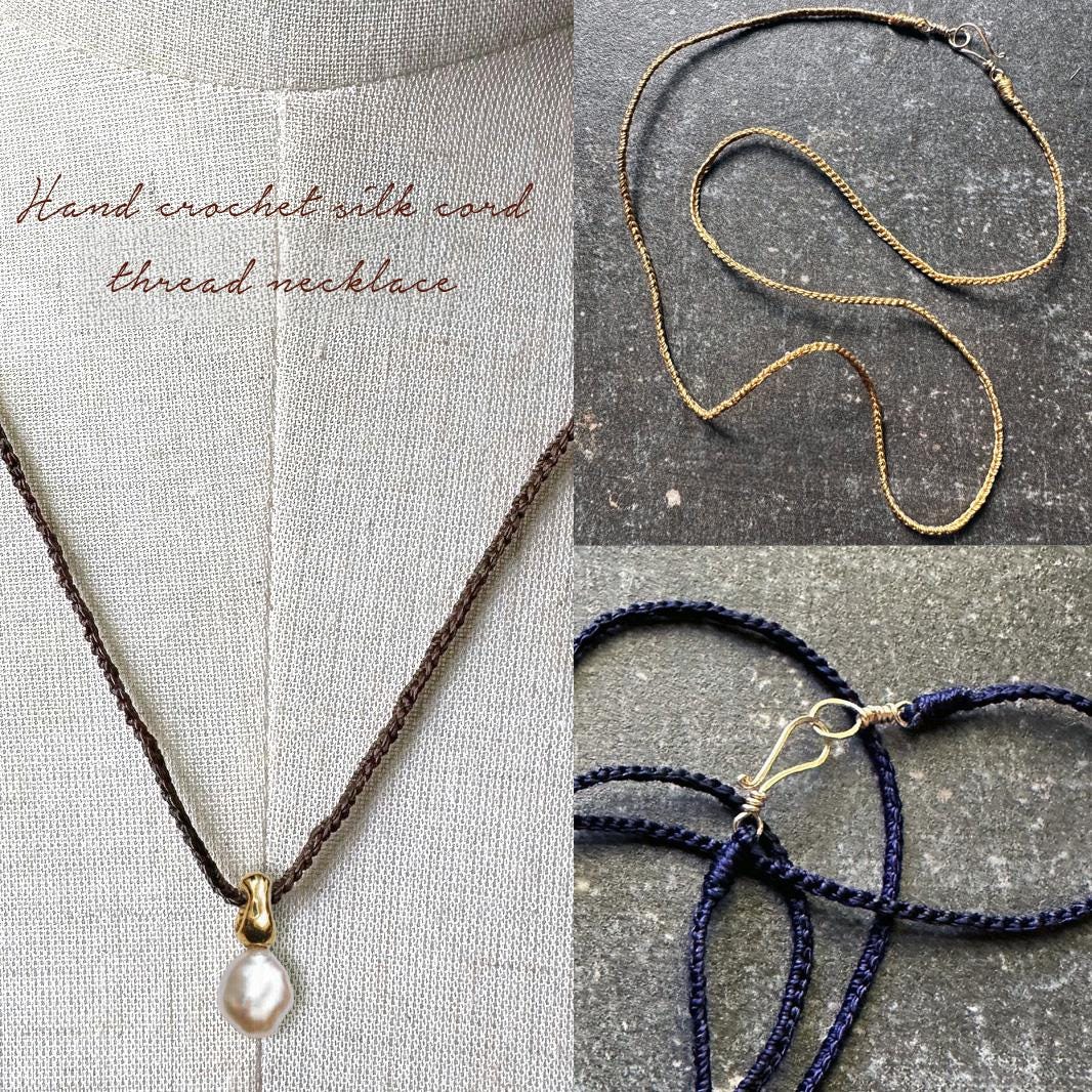 Hand Crochet Silk Cord Thread Necklace With Handmade Wire Clasp - Etsy