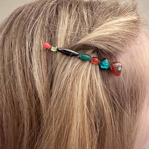 Antique Vintage German Glass Mod Heart Bobby Pin