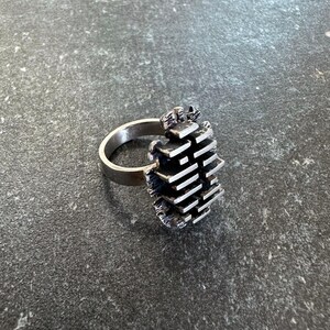 Vintage Sterling Silver Modern Large ornament Ring