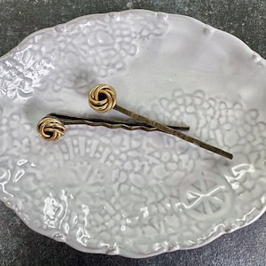 Antique Vintage Brass Knot Bobby Pin Lot 2