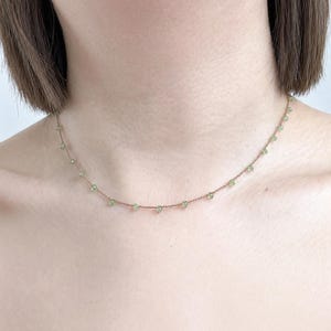 Silkesnöre Virkat Peridot Ädelstens Elegant Halsband Boho