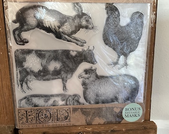 Iron Orchid Designs Farm Animals Stamp, 12x12”