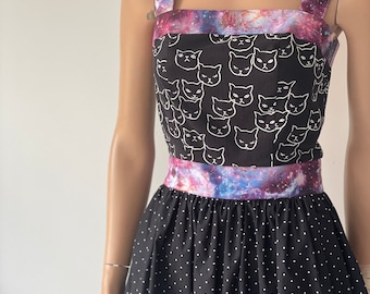 DRESS // polka dot // cat // space