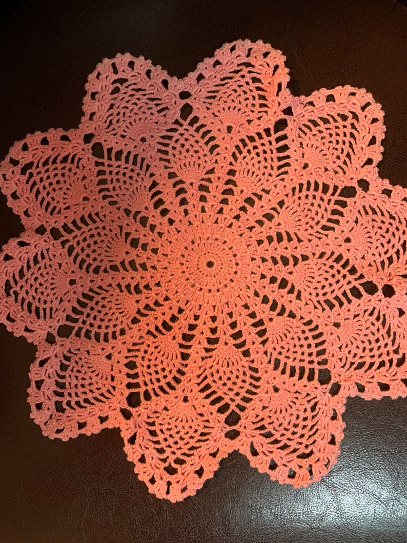 Crochet Pink Double Matching Set set of 2 Crochet appliques Springr decors Craft supply Crocheted 100 /% cotton Free Shipping