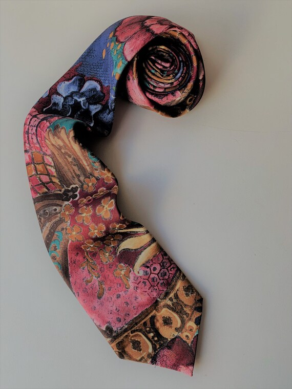 Reine Seide With Flor… - Scarf Gem Brown Vintage Silk Floral