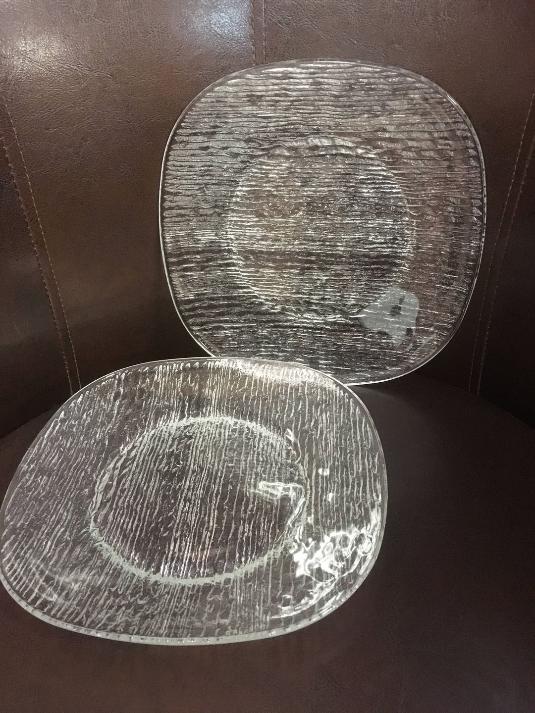 Textured Art Glass Salad Dessert Plate Vtg Scandinavian Set of Etsy