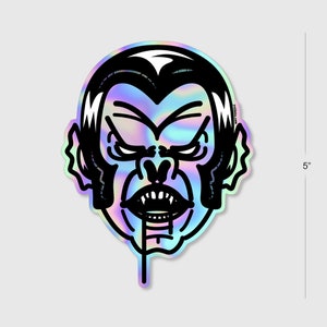 Large 5&quot; Holographic Vampire Sticker: Retro Dracula Decal