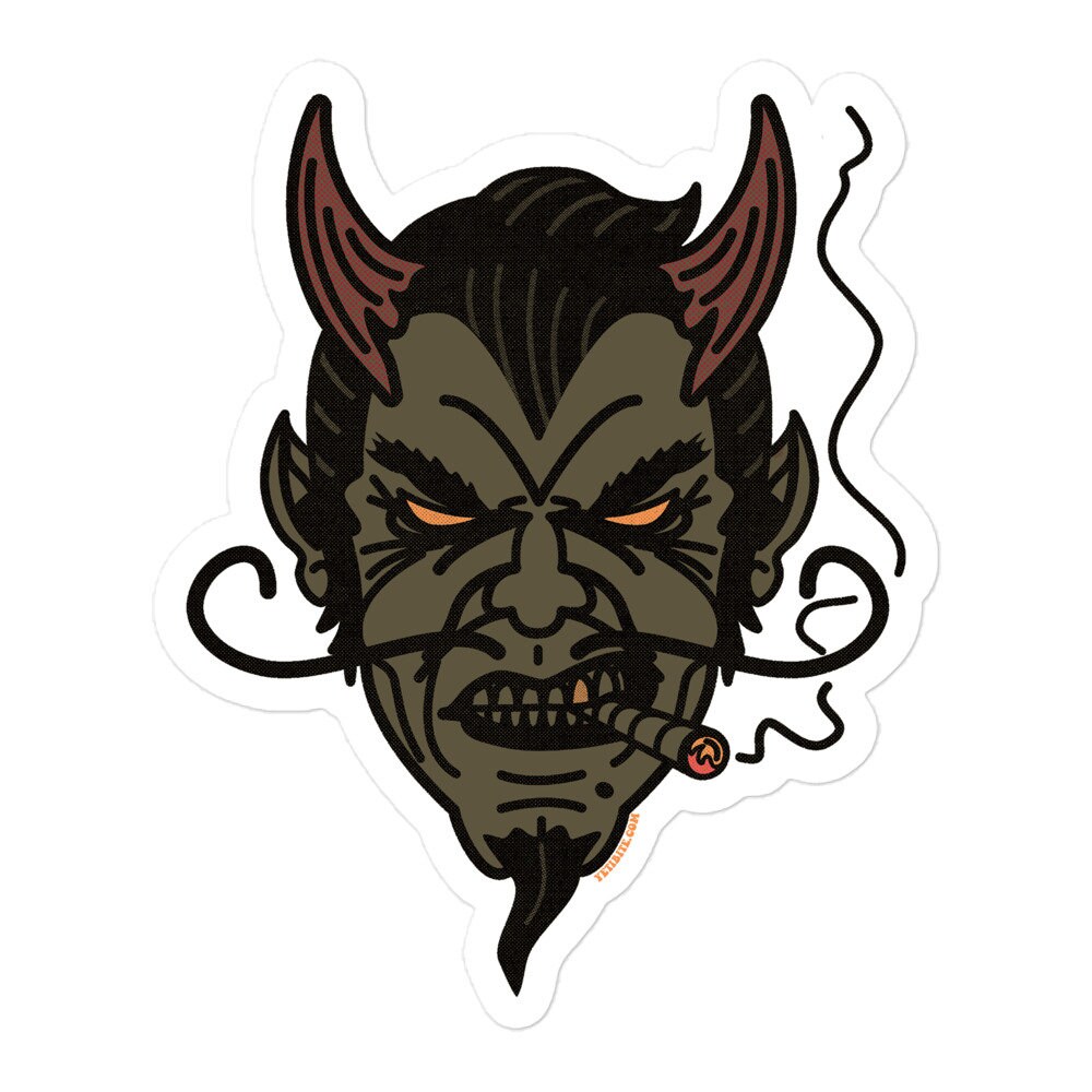 Large Smoking Devil Sticker Halloween Horror Sticker - Etsy