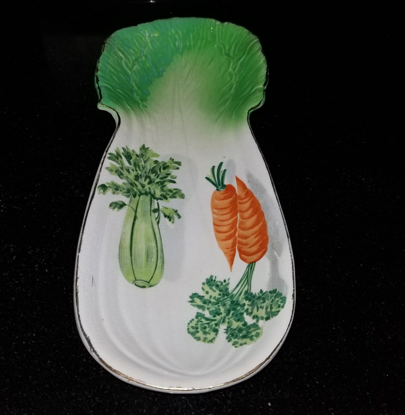 Celery Shaped Serving Dish Platter Carrots Ceramic Vegetable Etsy