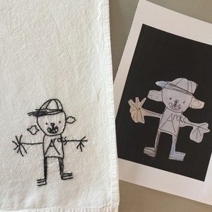 Flour sack towel, hand-embroidered: Personalized and Custom Kids' Artwork