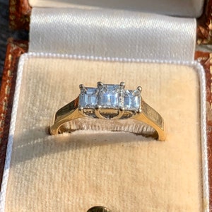 A Diamond Step Cut Engagement Ring Ring 18 Karat Gold 0.72cts