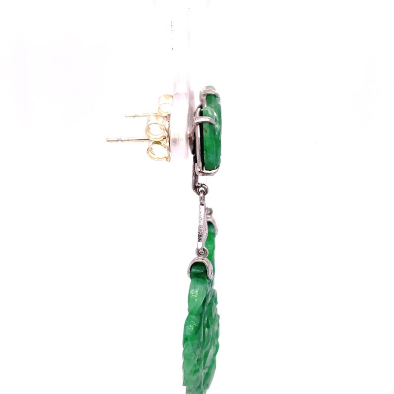 Jadeite Art Deco 9ct Gold Earrings 1930s image 6
