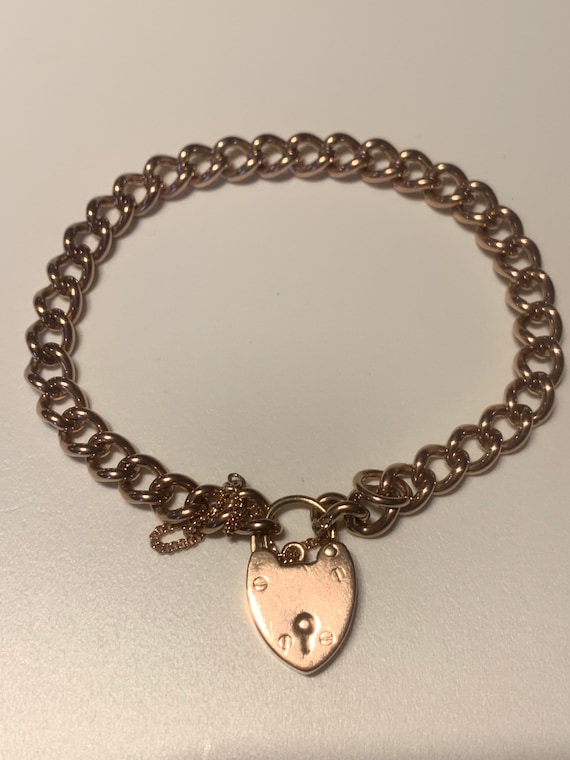 Antique Heavy Bracelet With Heart Padlock