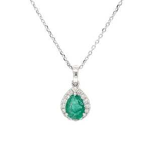Emerald and Diamond 18k Gold Pendant