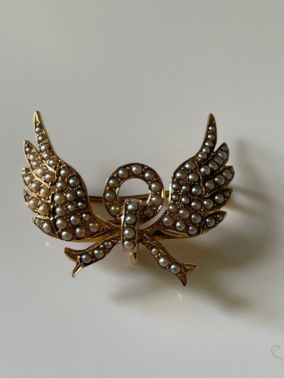 Early 20th Century Pearl and Gold Winged Brooch - Etsy Canada