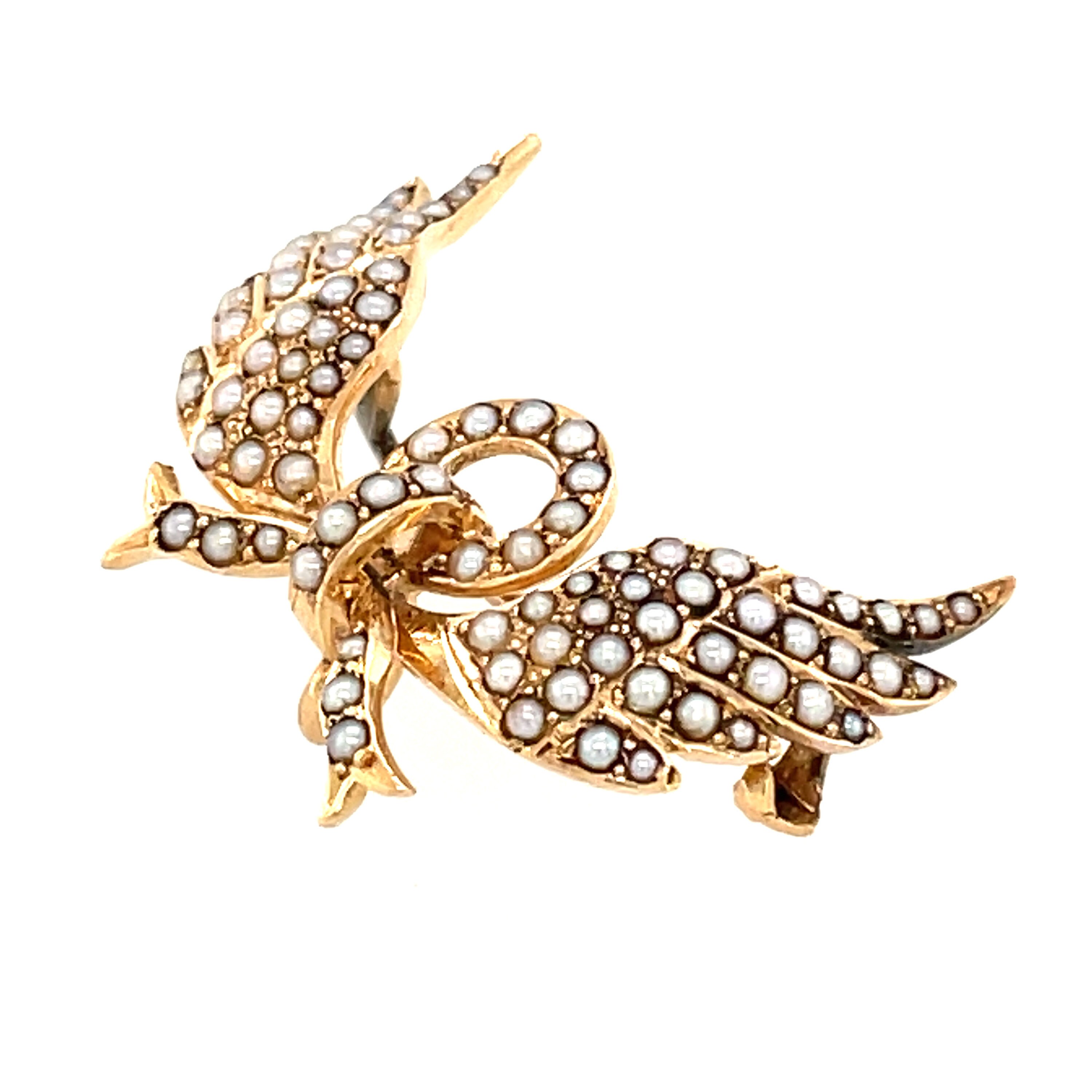 Early 20th Century Pearl and Gold Winged Brooch - Etsy Canada