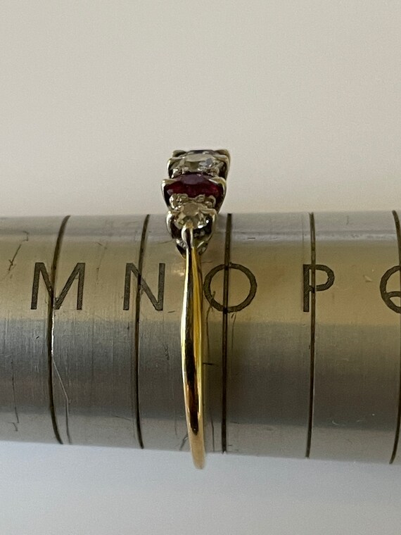A 1940s Ruby and Old Cut Diamond 18 Karat Gold Fi… - image 8
