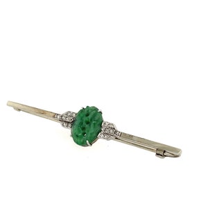 Art Deco Jadeite Platinum Brooch