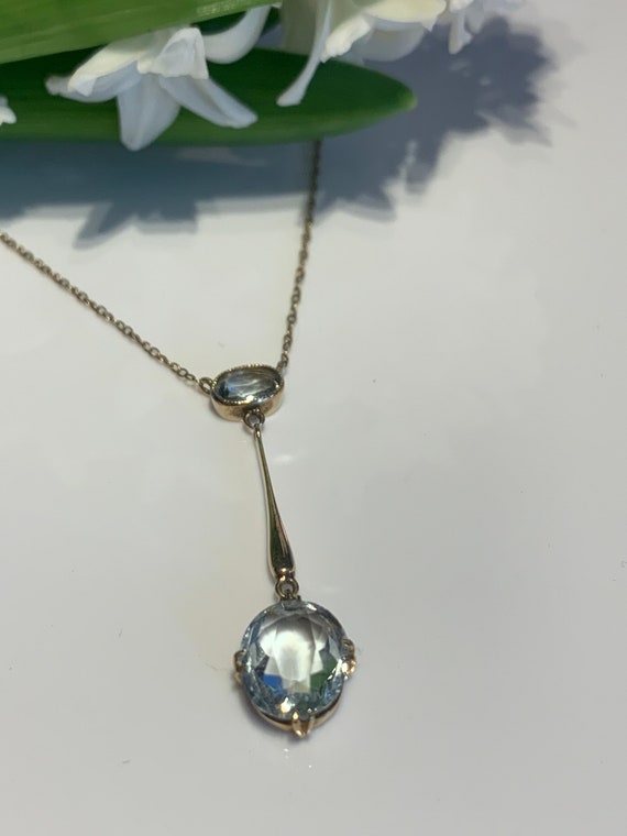 Aquamarine Antique Edwardian 15ct Gold Necklace