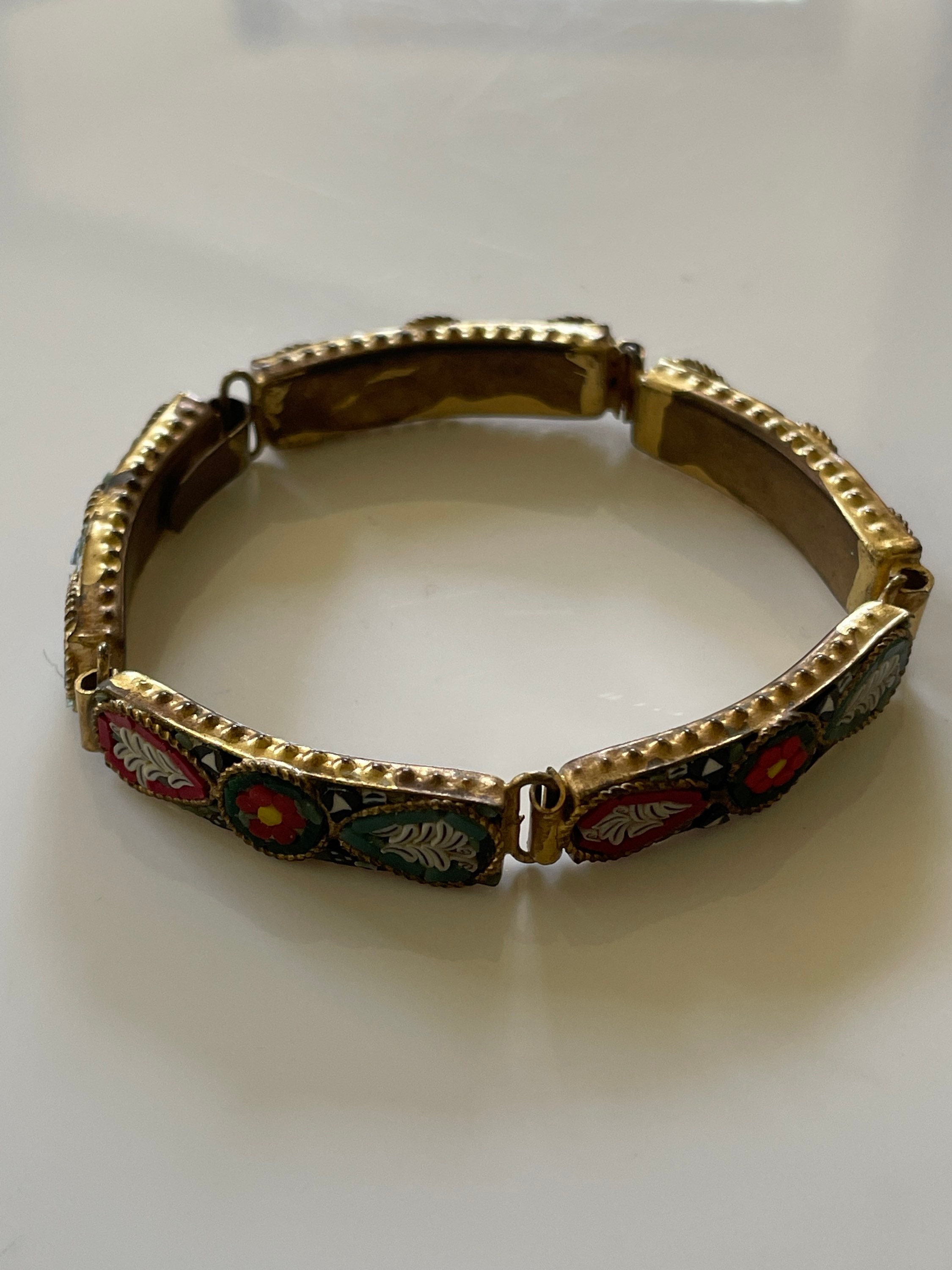 Bracelet Micro-mosaïque Doré Italie - Bijou Vintage/occasion, Référence REF96933