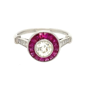 French Art Deco Diamond and Ruby Ring