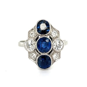 Early 20th Century Unheated Sapphire and Diamond Ring Circa 1910-20