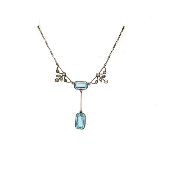 Edwardian Diamond and Aquamarine Necklace - image 3