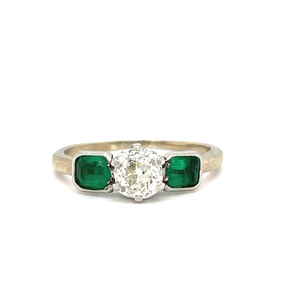 Diamond And Emerald Engagement Ring