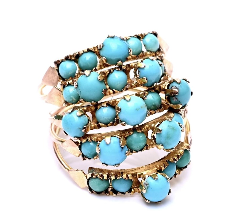 A Turquoise and Gold Stacking Ring - Etsy